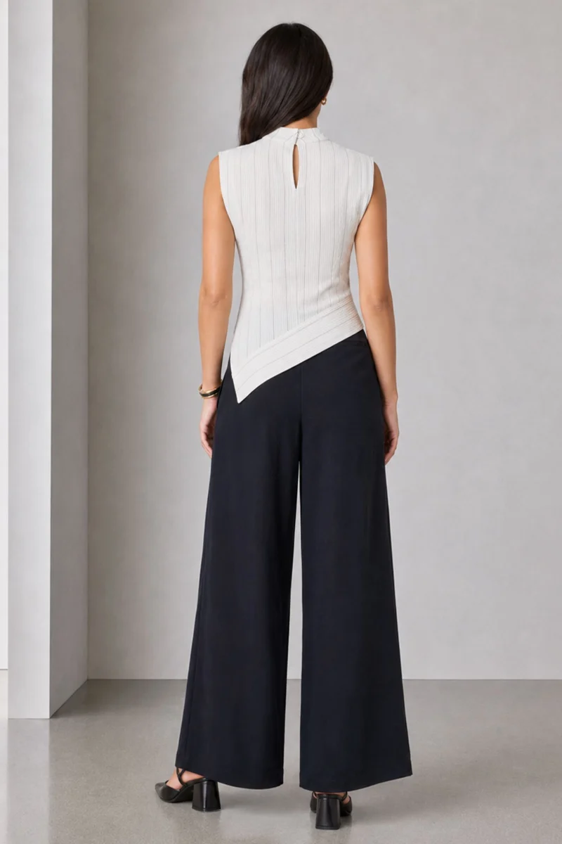 Renny|100% Cotton High Neck Striped Top