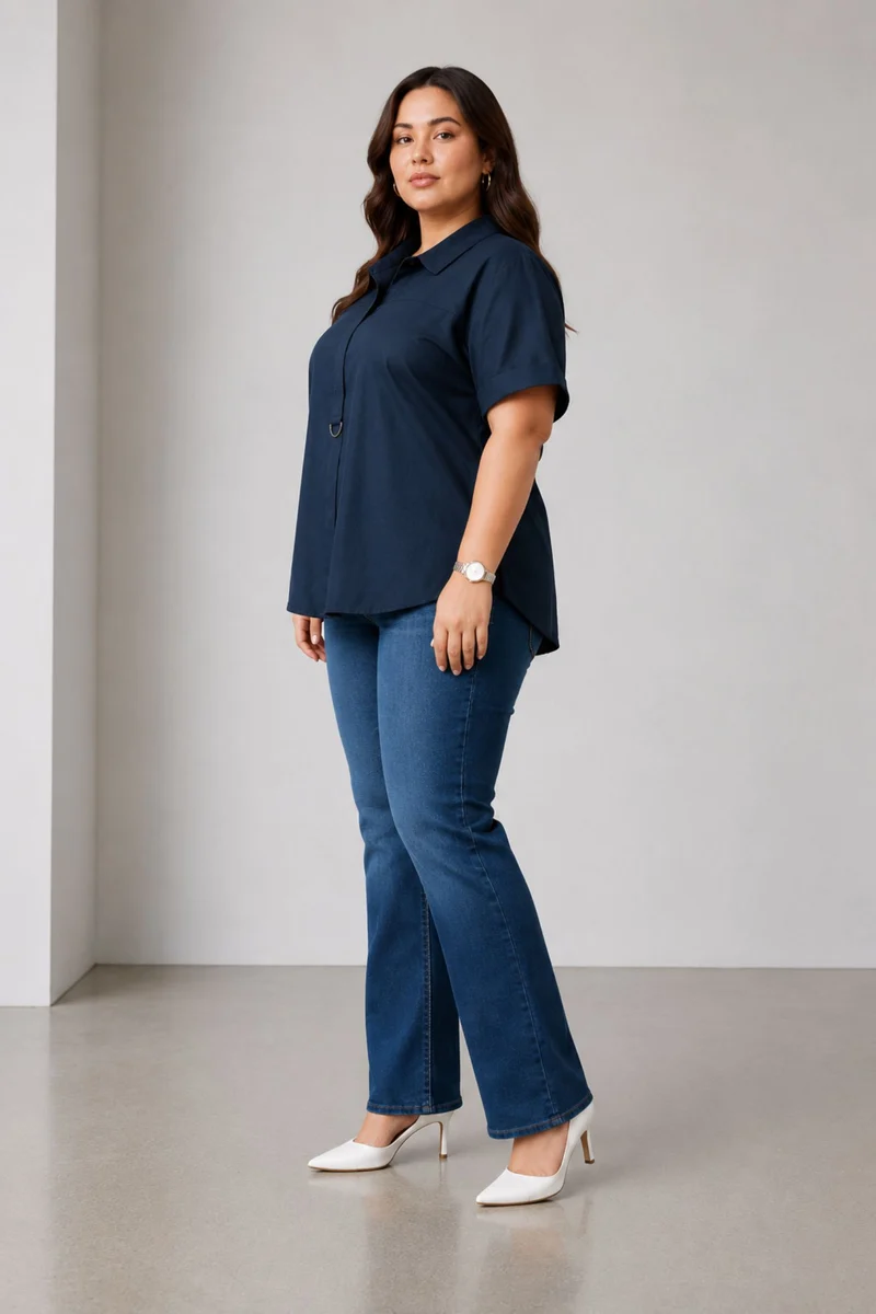 Bhaa|100% Cotton Short- Sleeve Collared