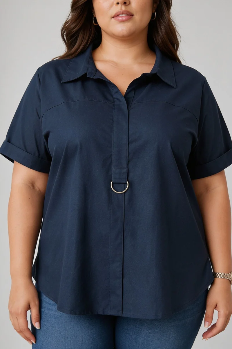 Bhaa|100% Cotton Short- Sleeve Collared