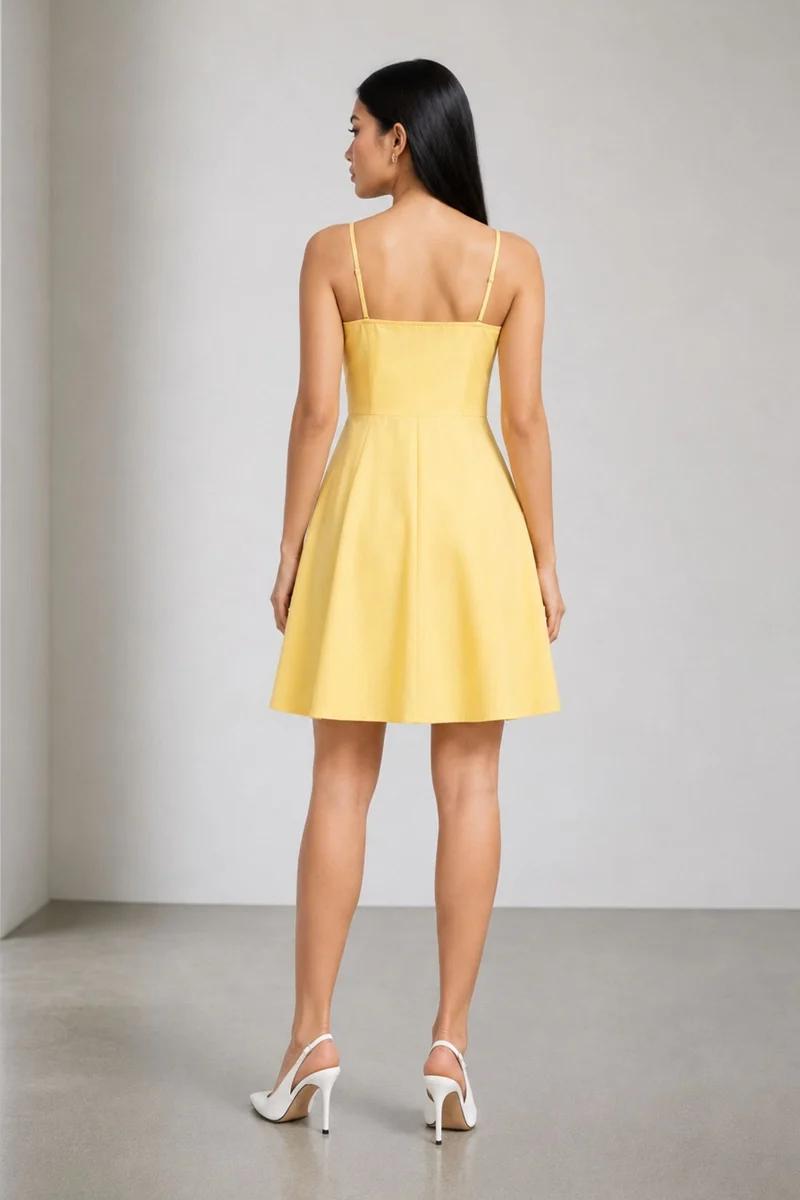 Nanuai|100% Cotton Pleated Bust Mini Dress