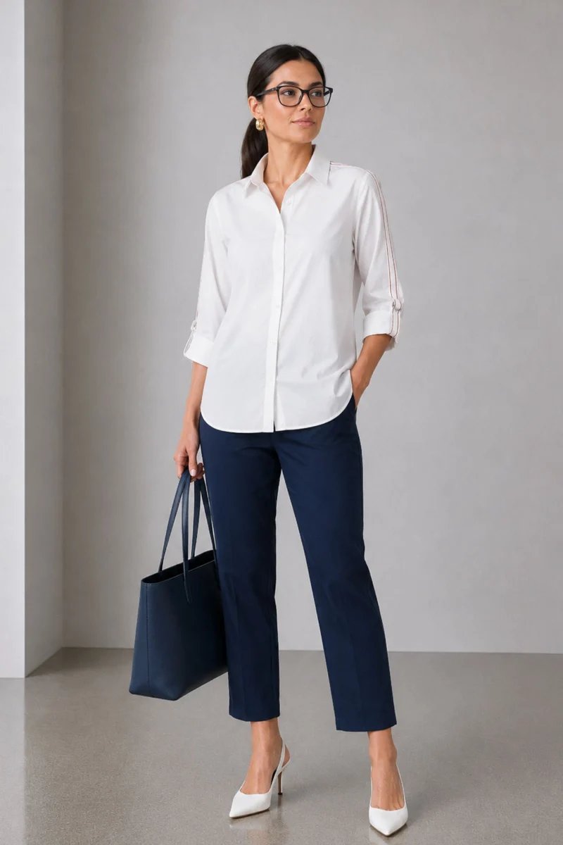 Bhati|100% Cotton Shirt With Sleeve Tape