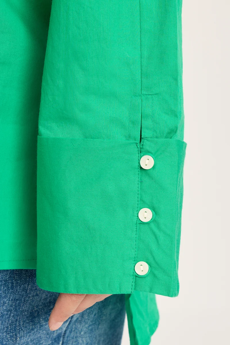 Yonten|100% Cotton Boxy Fit Mock Placket Shirt