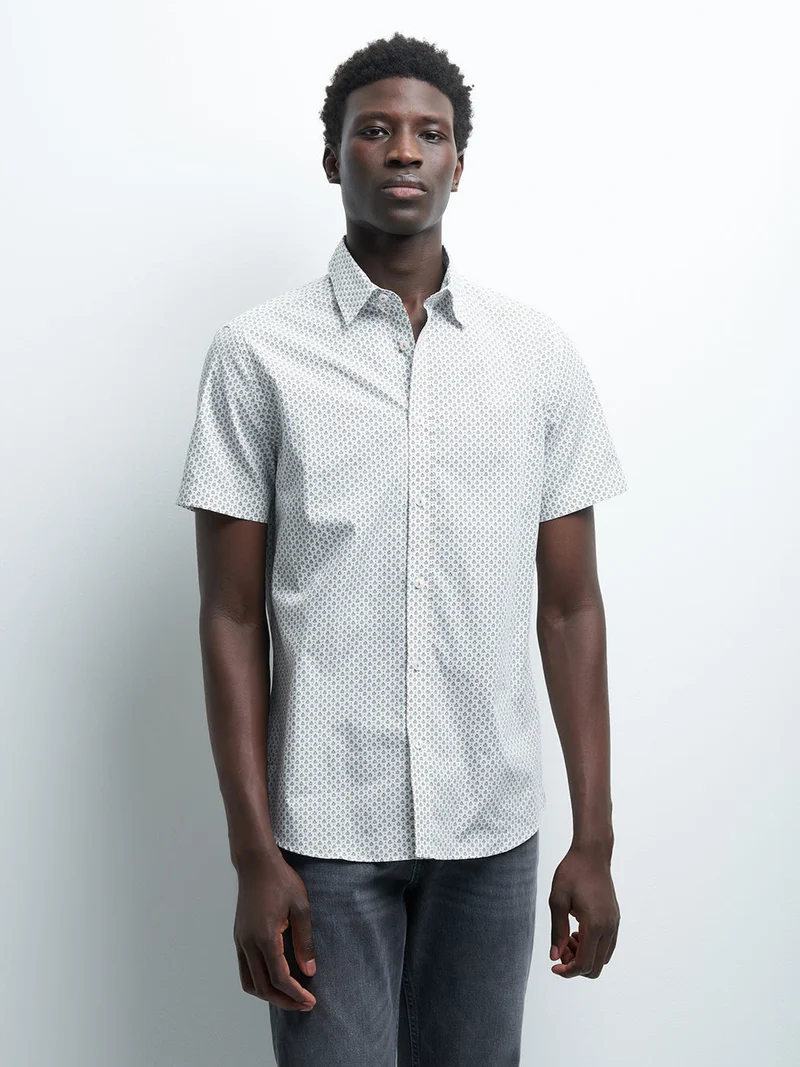 Chemise à manches courtes slim fantaisie