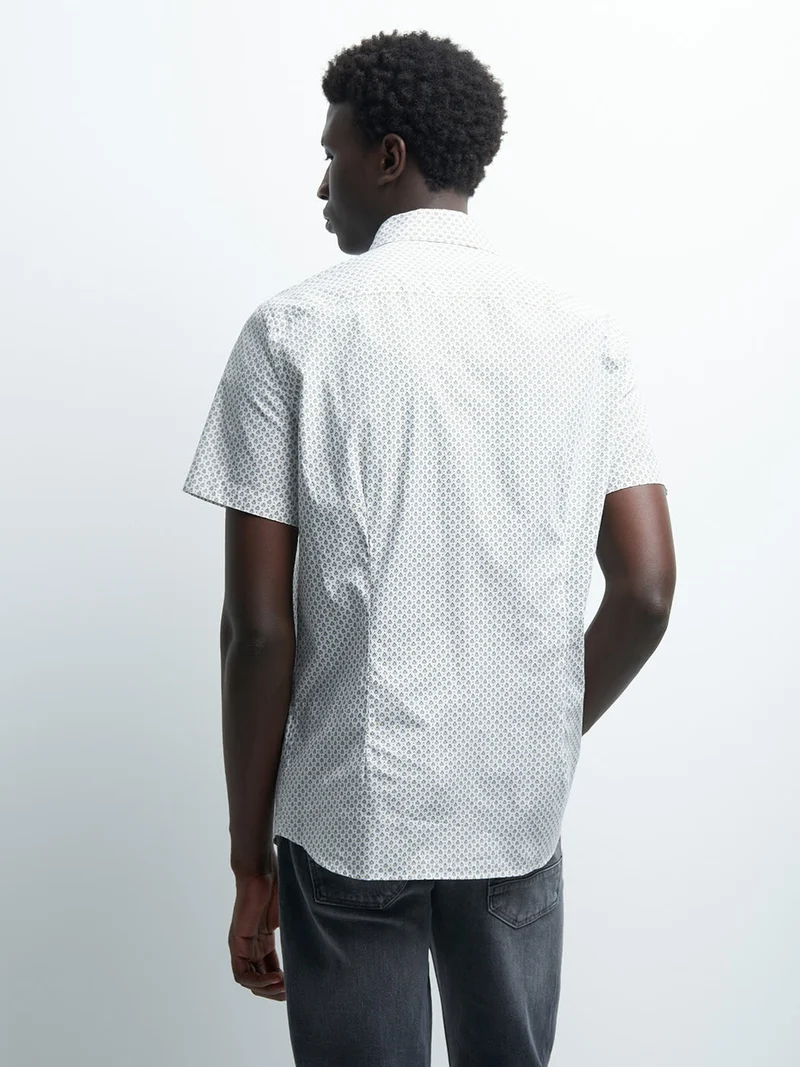 Chemise à manches courtes slim fantaisie