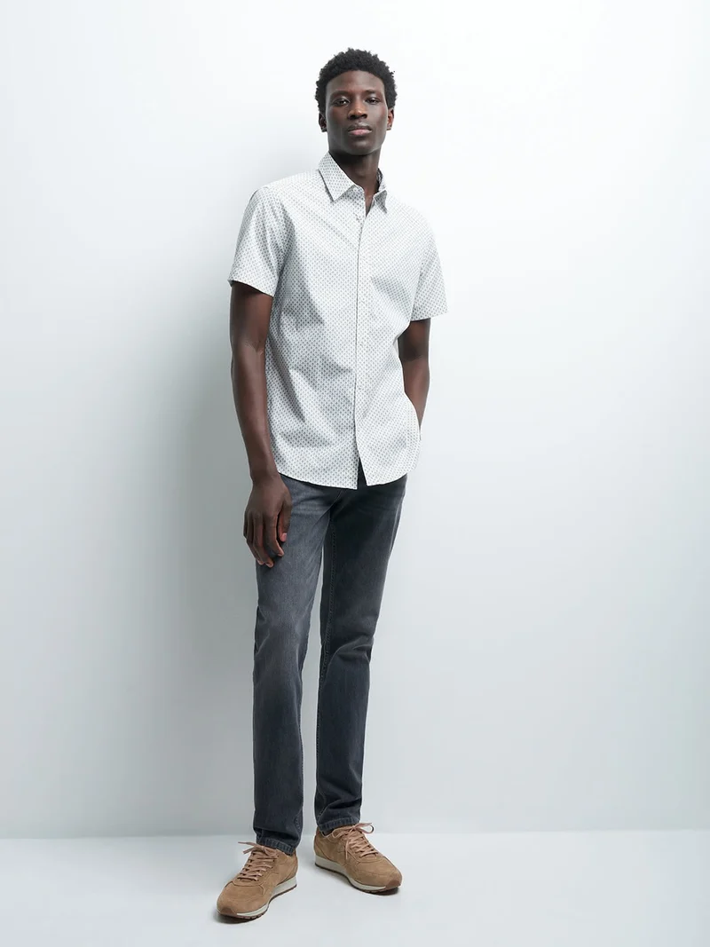 Chemise à manches courtes slim fantaisie