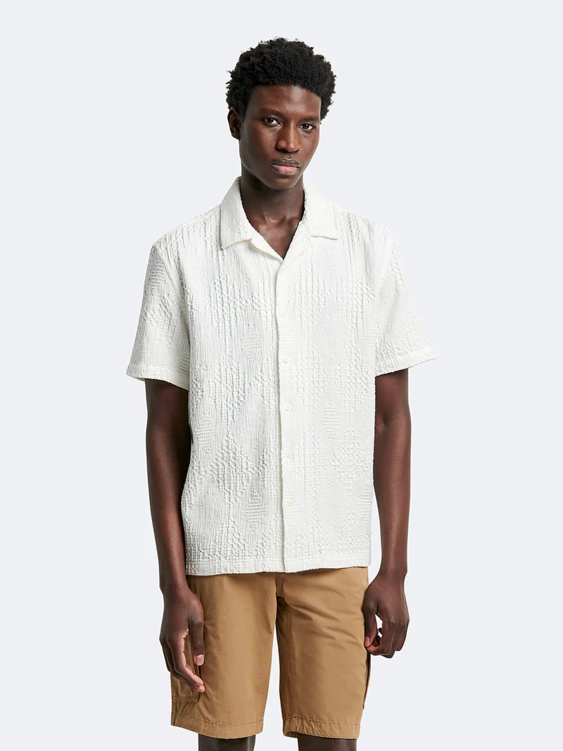Chemise regular en jacquard unie