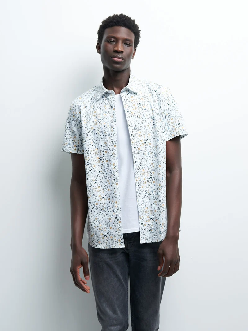 Chemise à manches courtes slim végétale