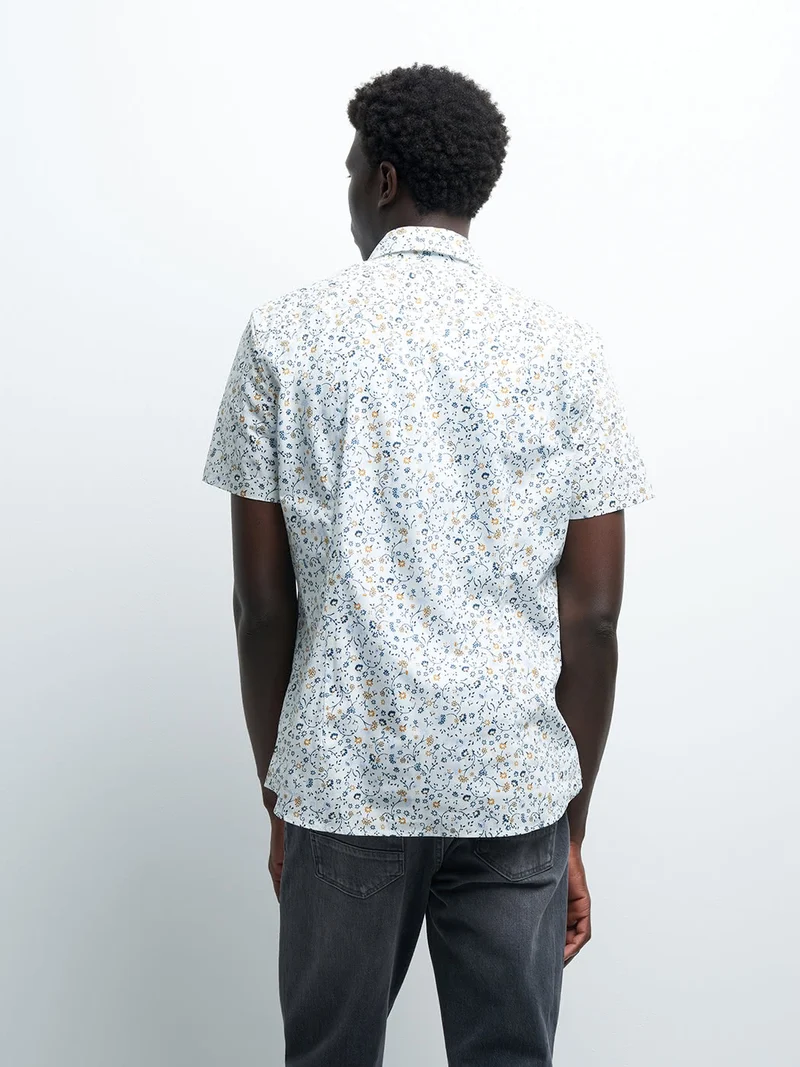 Chemise à manches courtes slim végétale