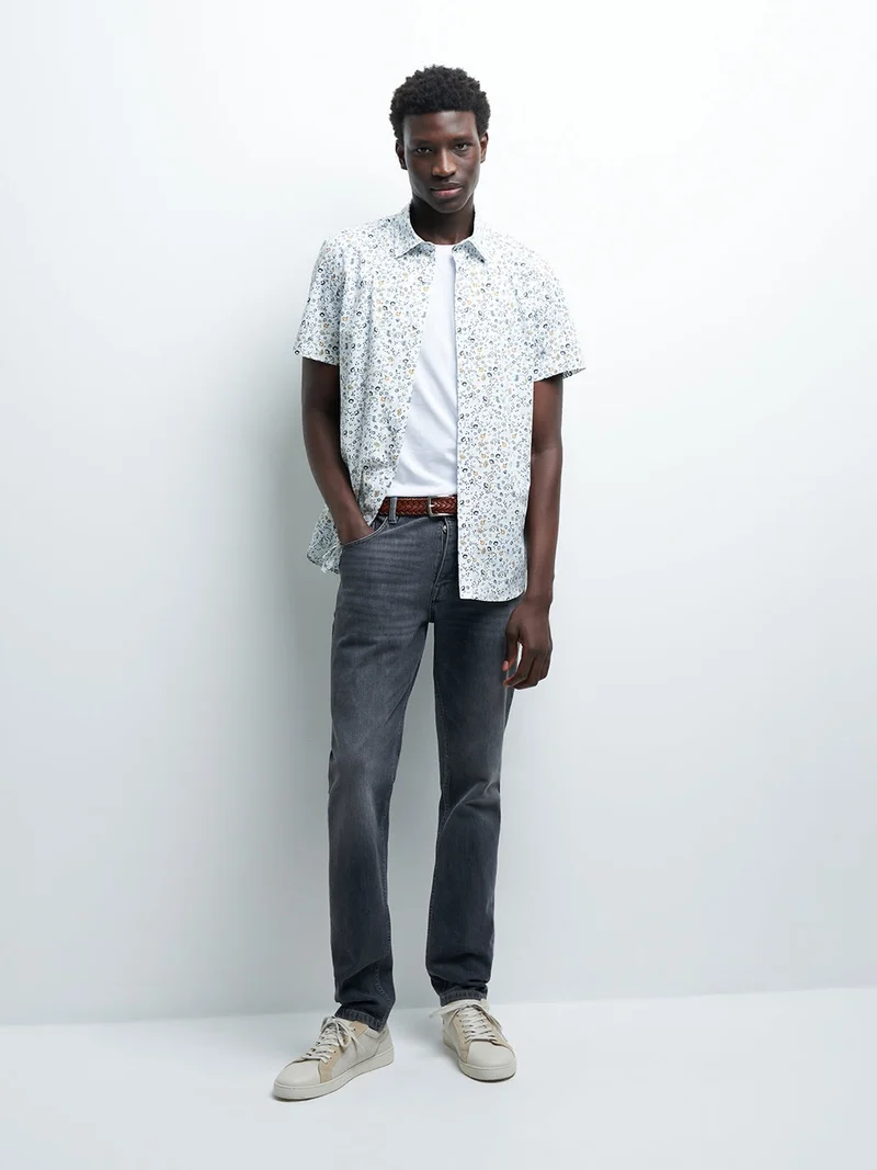 Chemise à manches courtes slim végétale