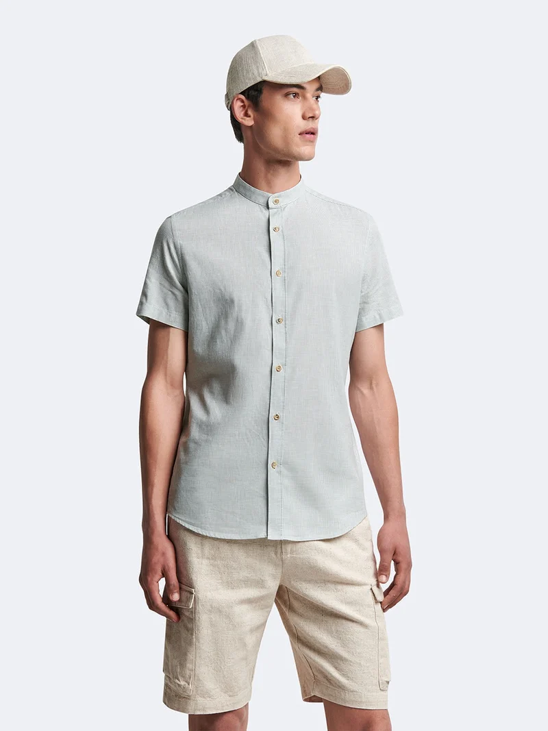 Chemise 100% coton-lin à carreaux
