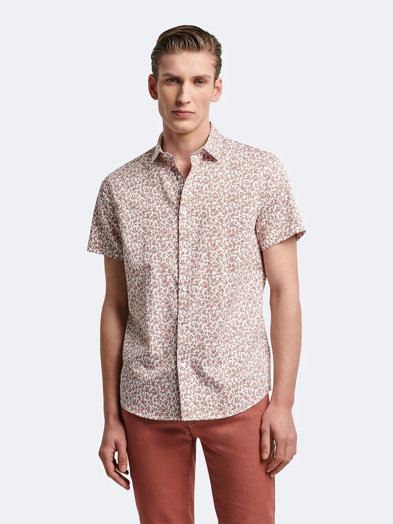 Chemise à manches courtes slim végétale