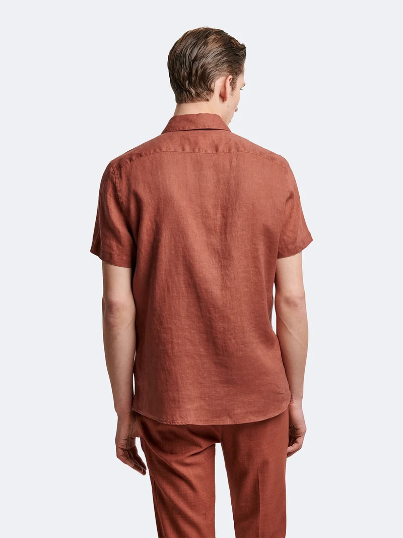Chemise à manches courtes slim en lin