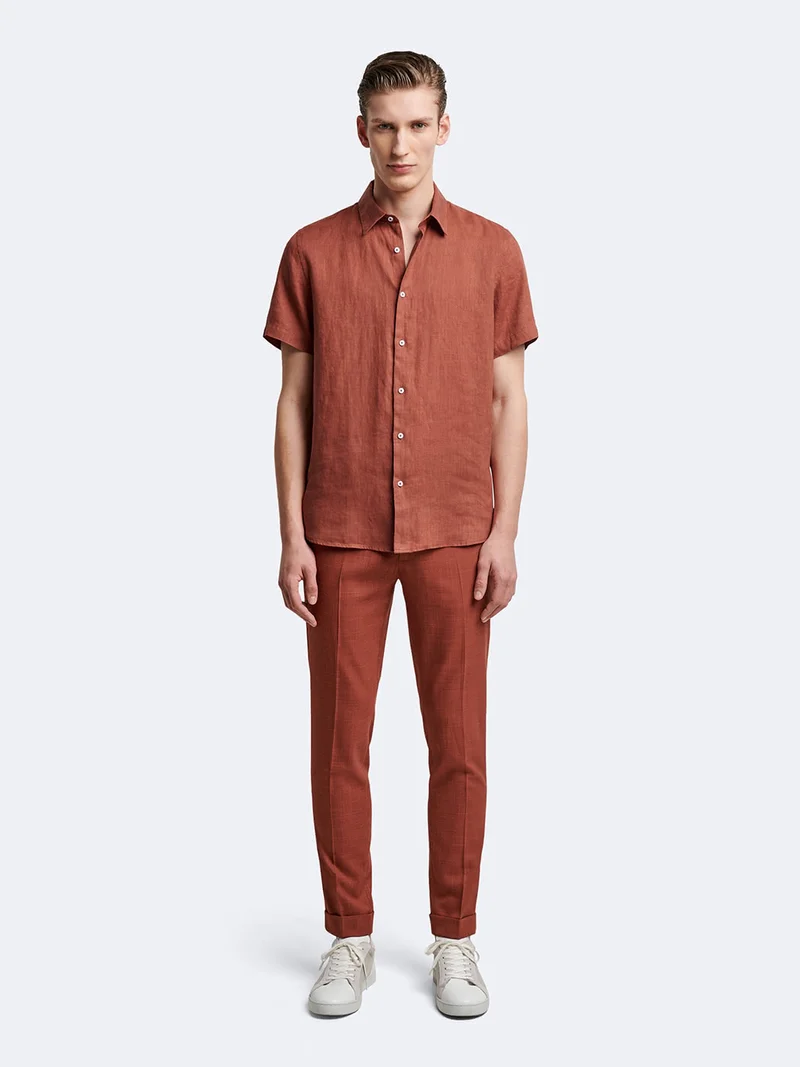 Chemise à manches courtes slim en lin