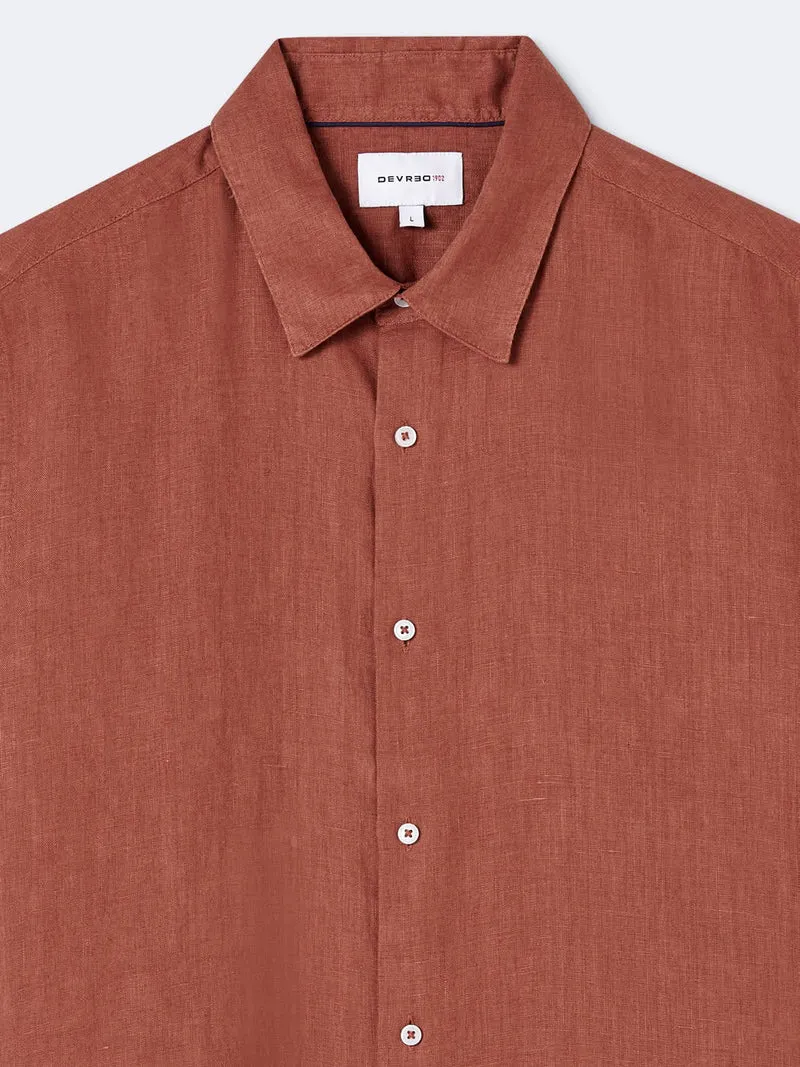 Chemise à manches courtes slim en lin