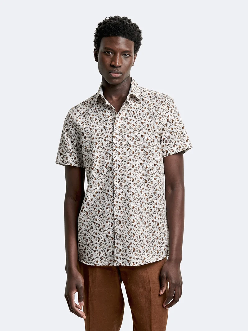 Chemise à manches courtes slim végétale