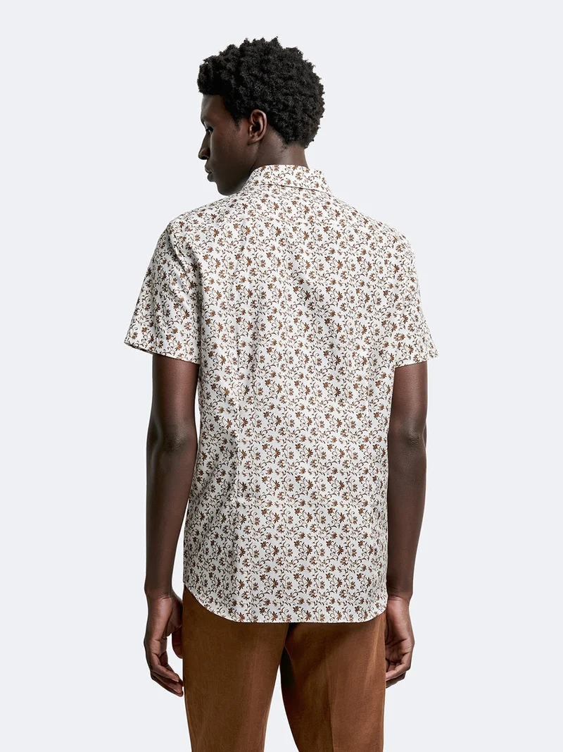Chemise à manches courtes slim végétale