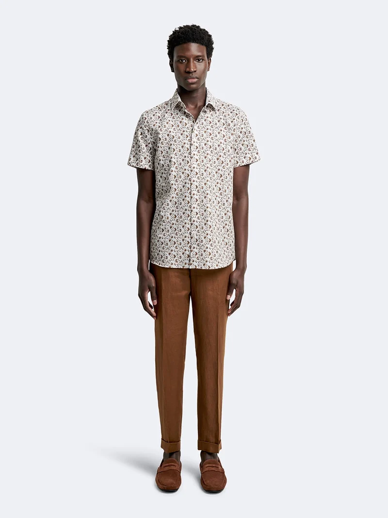 Chemise à manches courtes slim végétale