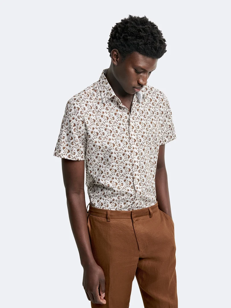 Chemise à manches courtes slim végétale