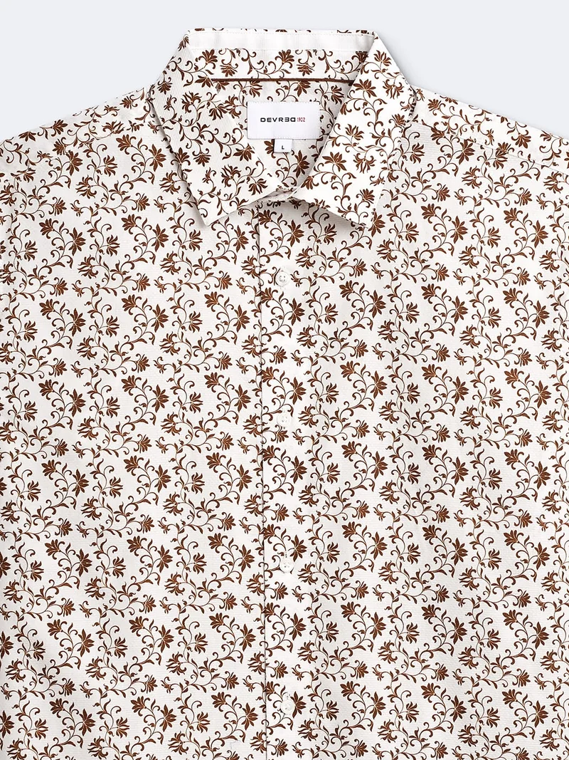Chemise à manches courtes slim végétale