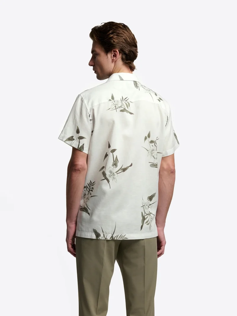 Chemise manches courtes slim fleurie