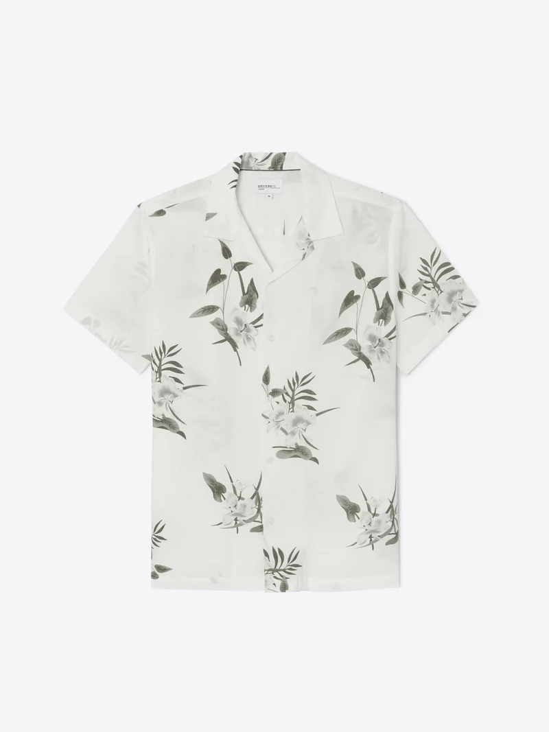 Chemise manches courtes slim fleurie