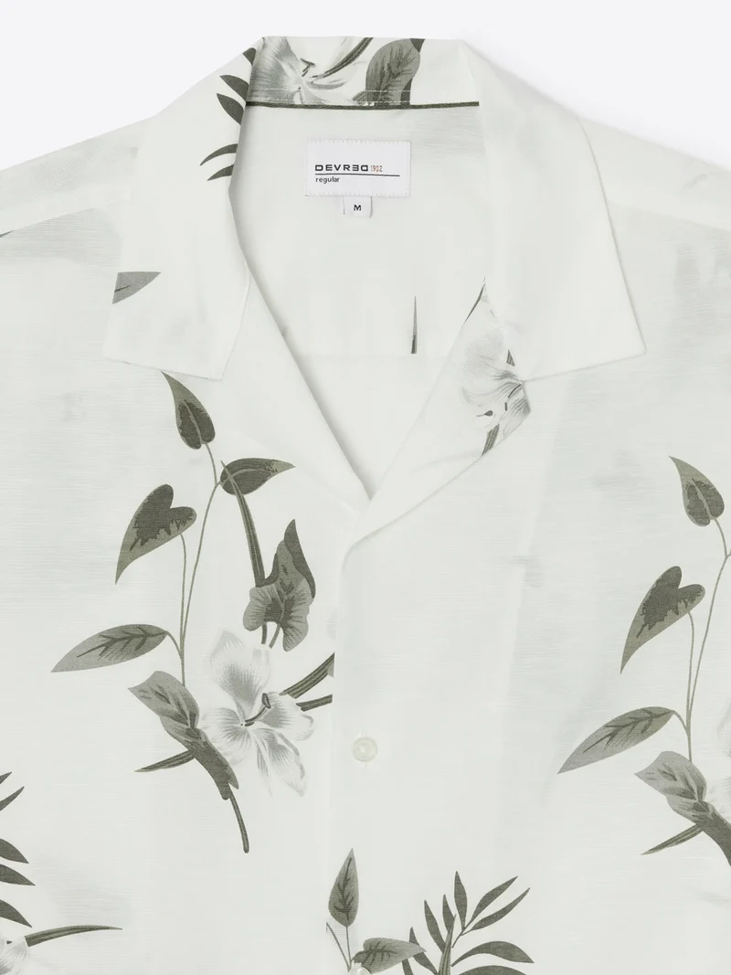 Chemise manches courtes slim fleurie