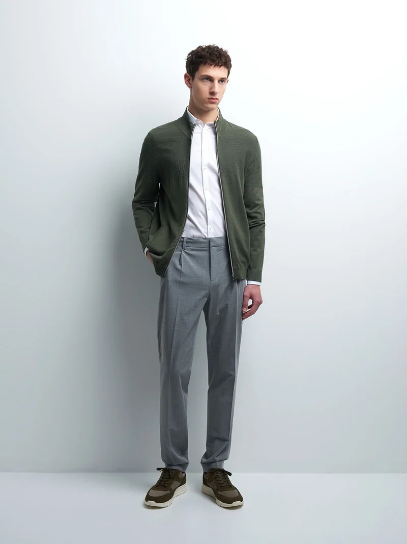 Cardigan zippé col montant