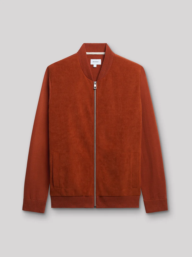 Cardigan zippé bi-matière