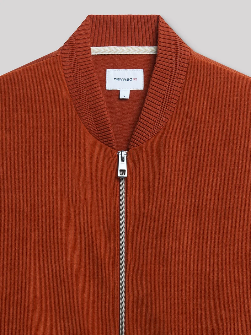 Cardigan zippé bi-matière