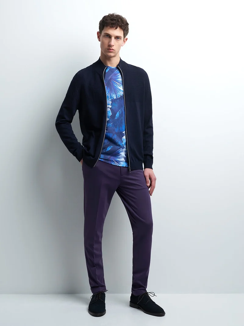 Cardigan zippé col montant