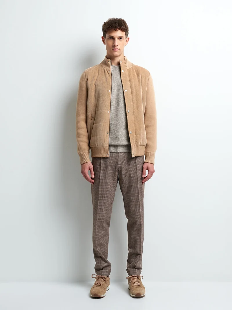 Cardigan zippé bi-matière
