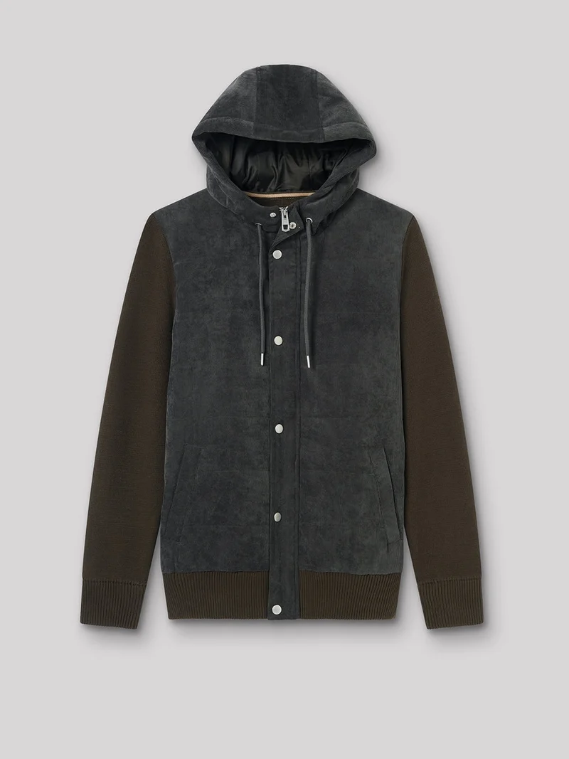 Cardigan zippé bi-matière