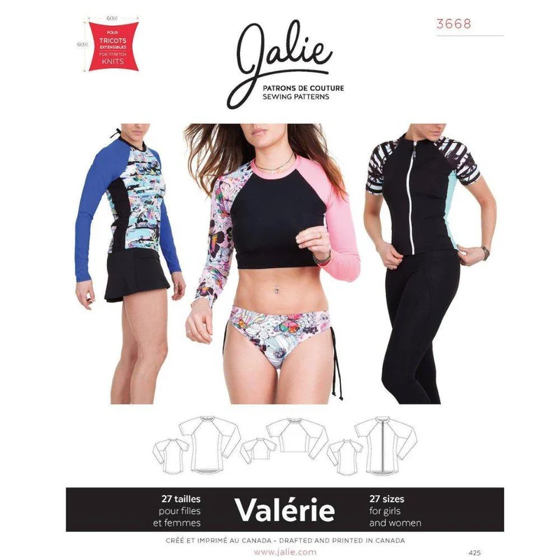 PATRON DE COUTURE PDF | Chandails de baignade et rashguards VALÉRIE 4450 | Jalie | BILINGUE (AN/FR)