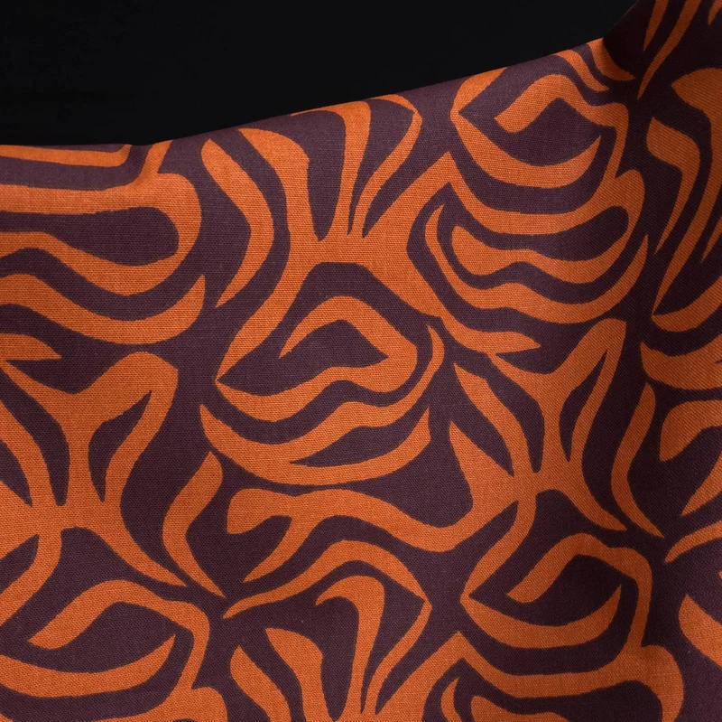 Canevas de coton imprimé abstrait | Caramel et cacao | Oeko-Tex