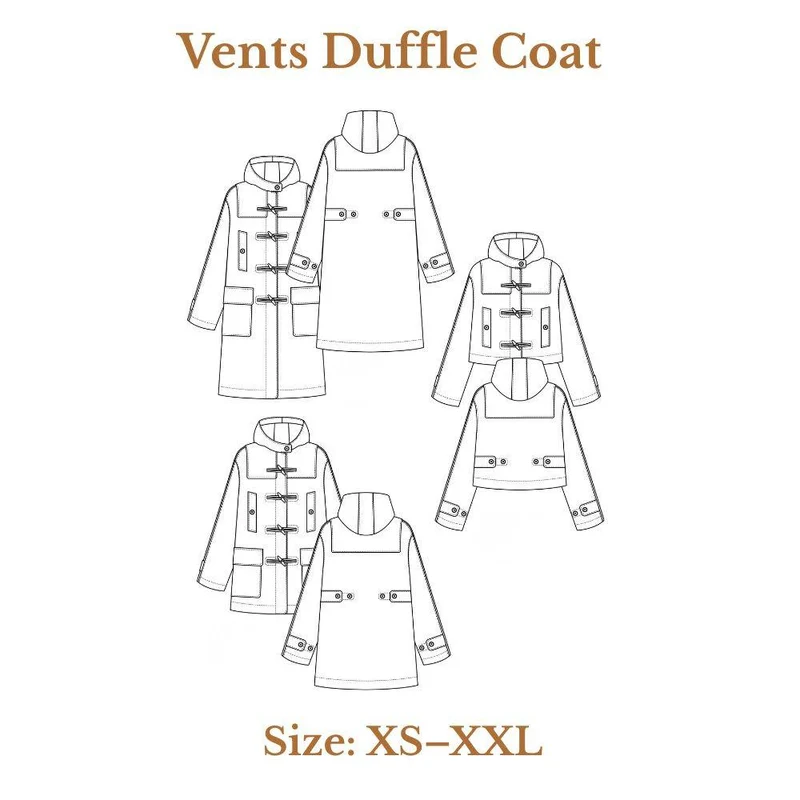 PATRON DE COUTURE PDF | Manteau Duffel Vents | Pauline Alice | TRILINGUE (FR/EN/ES) | UNISEXE