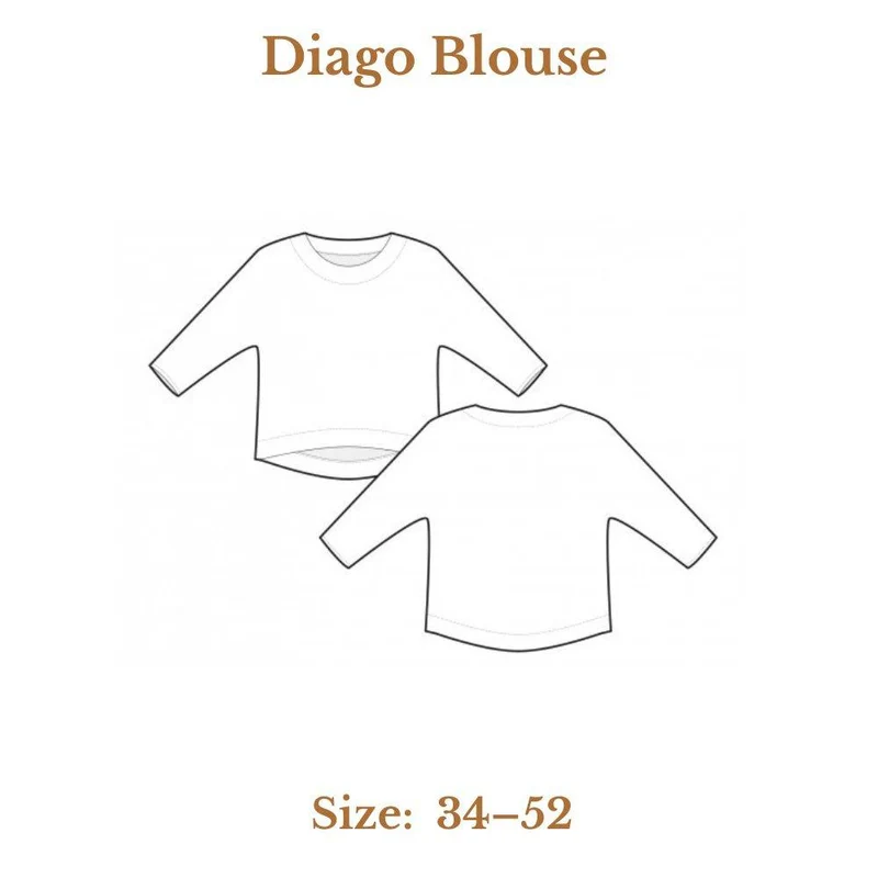 PATRON DE COUTURE PDF | Blouse Diago | Pauline Alice | TRILINGUE (EN/FR/ES)