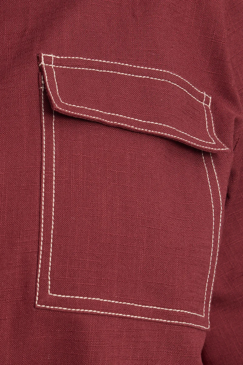 Itzia|100% Cotton Contrast Stitch Shacket