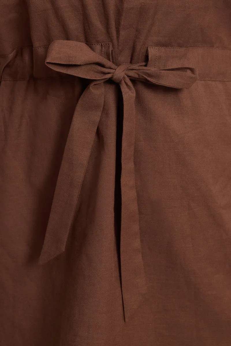 Jorga|100% Cotton Collared Top With Tie Up