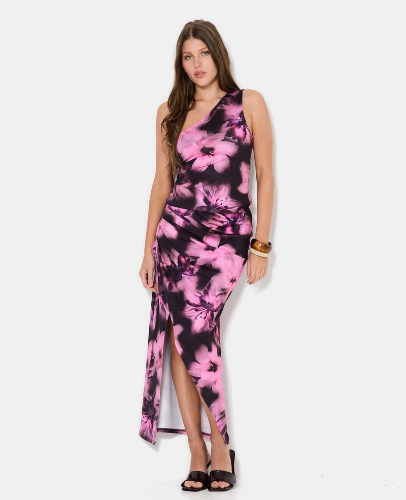 Jupe longue en maille stretch avec fleurs