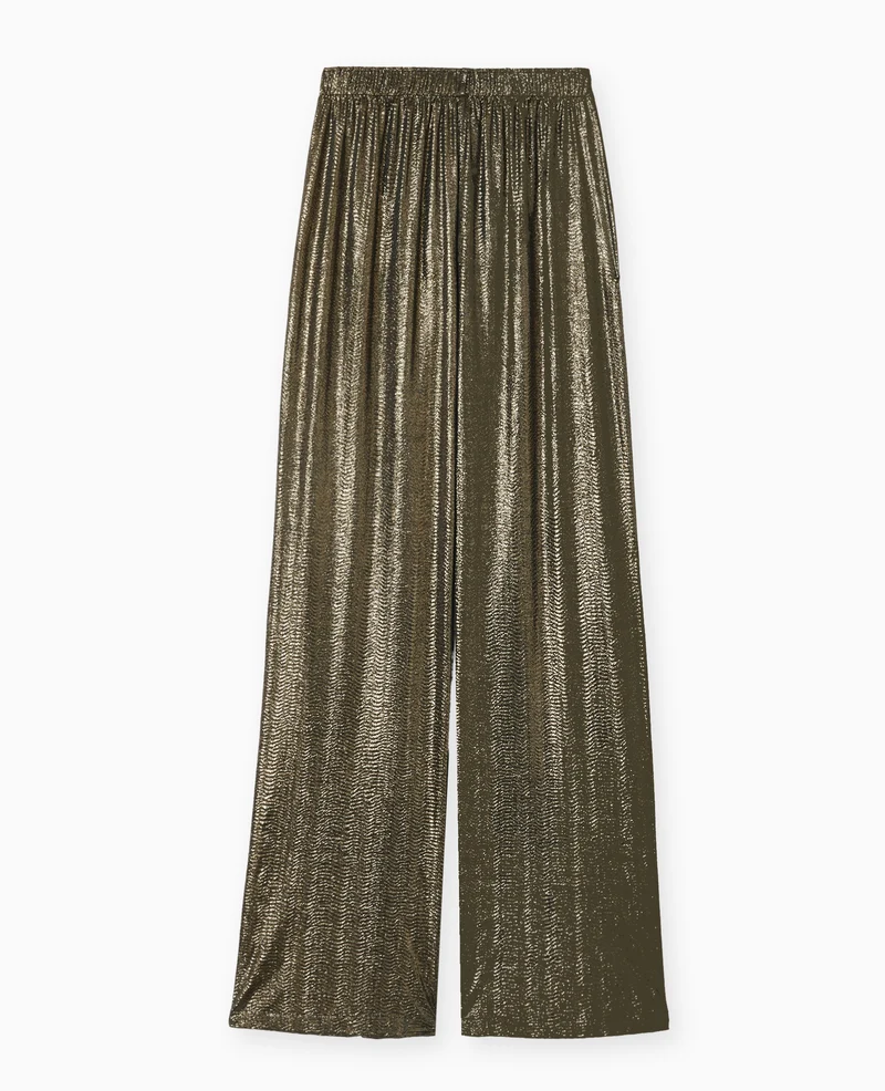 Pantalon fluide en tissu texturé avec lurex argenté