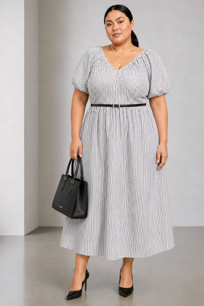 Daniela|100% Cotton Fit And Flare Maxi Dress