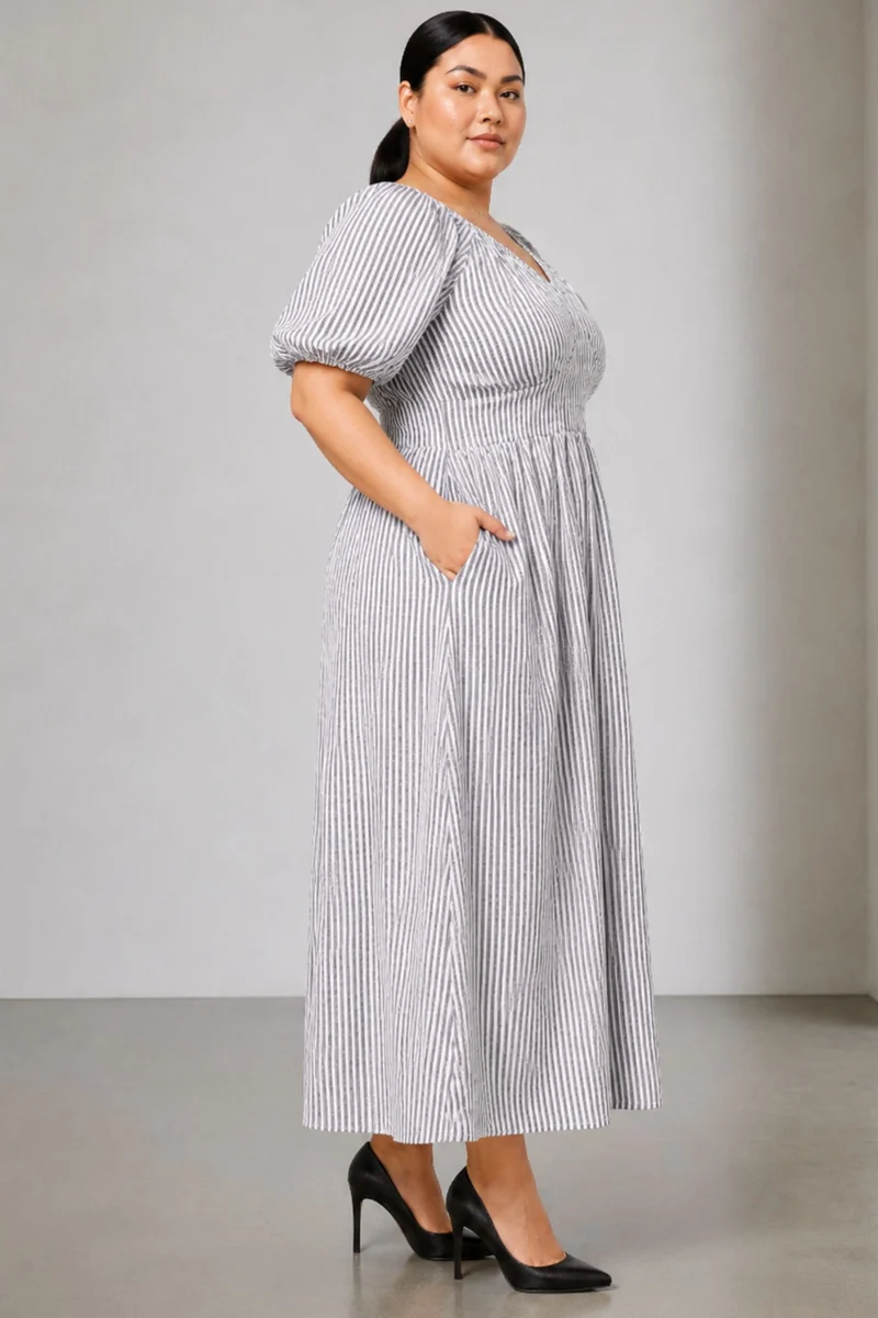 Daniela|100% Cotton Fit And Flare Maxi Dress