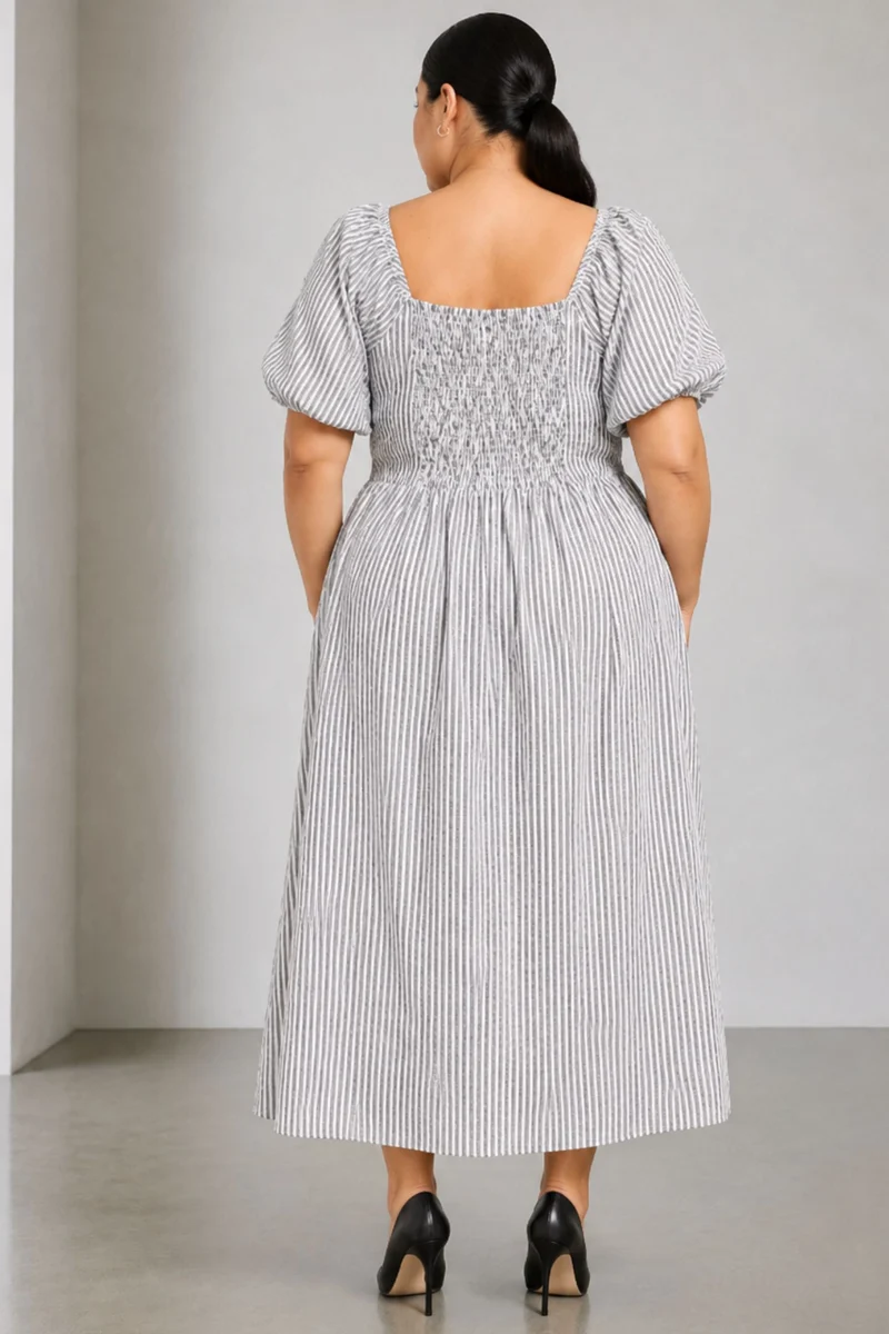 Daniela|100% Cotton Fit And Flare Maxi Dress