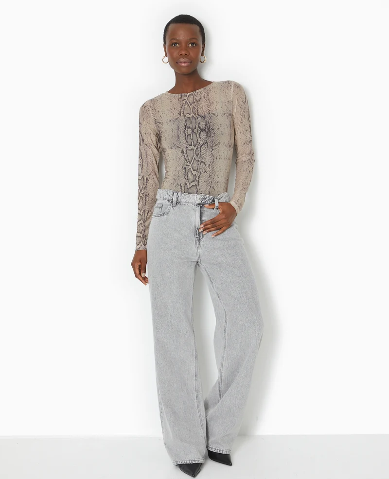 Top manches longues en résille motif python
