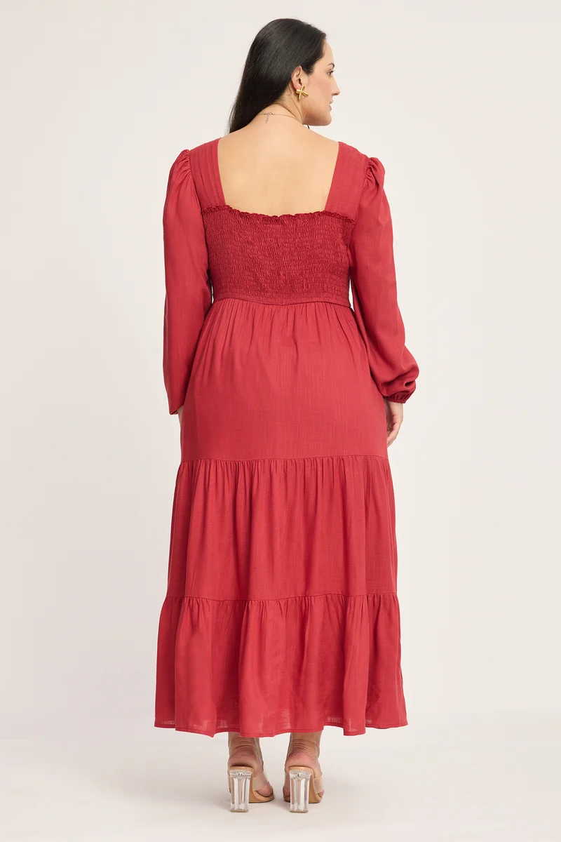 Mirabelle|100% Viscose Smocked Tiered Maxi Dress