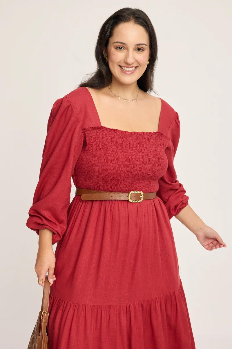 Mirabelle|100% Viscose Smocked Tiered Maxi Dress
