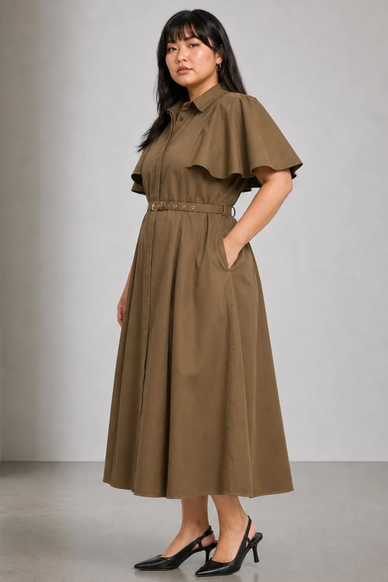 Carmen|100% Cotton Fit & Flare Shirt Dress