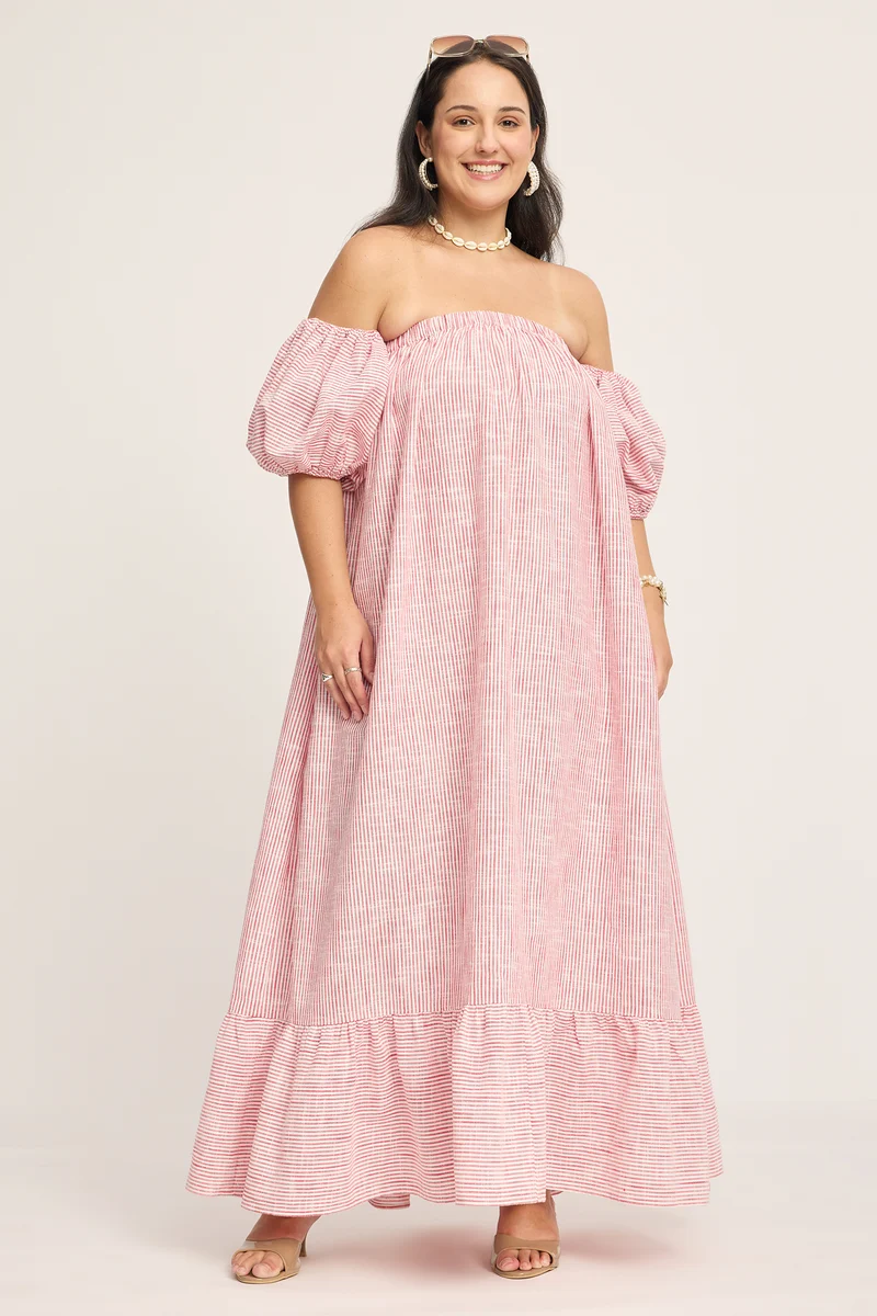 Odette|100% Cotton Striped Dress
