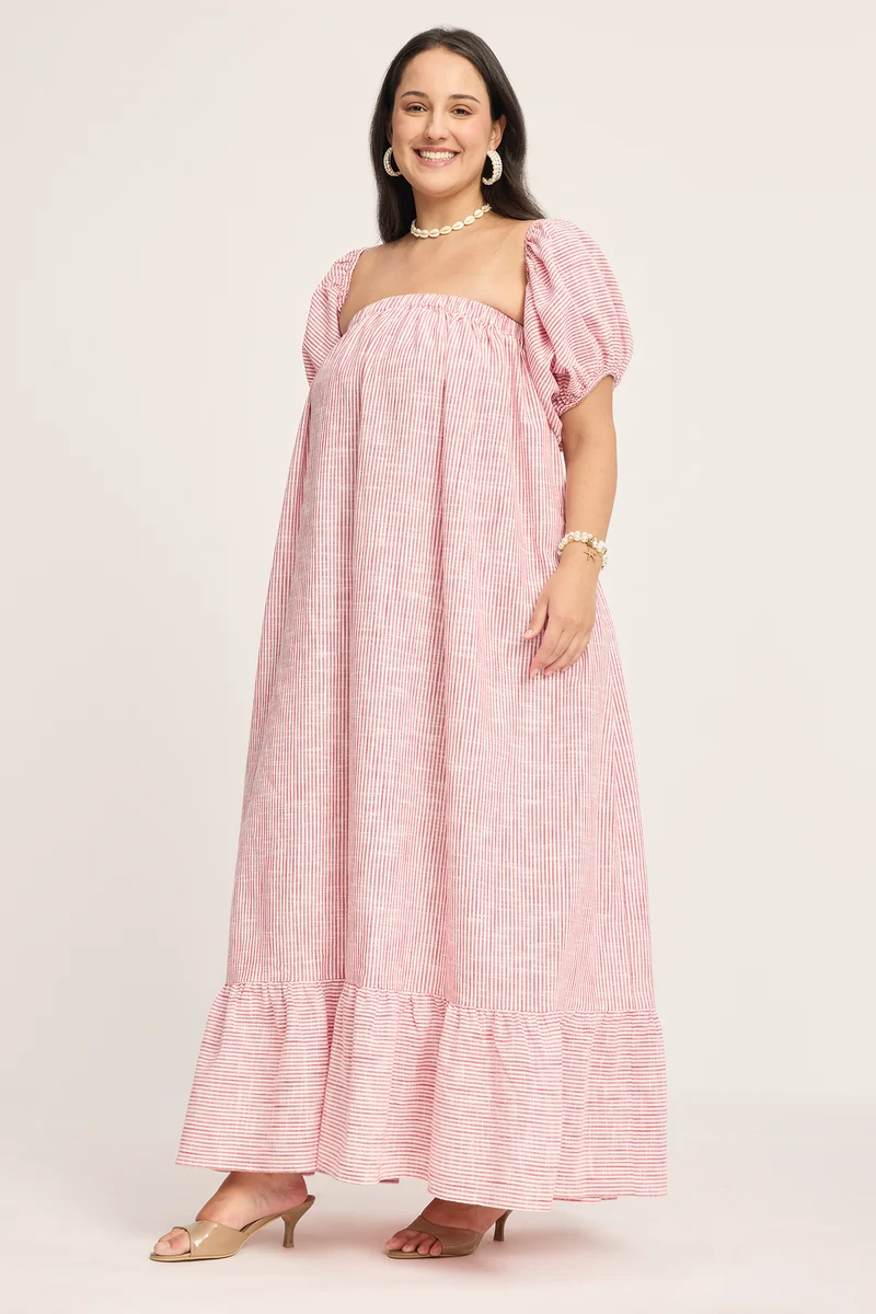 Odette|100% Cotton Striped Dress
