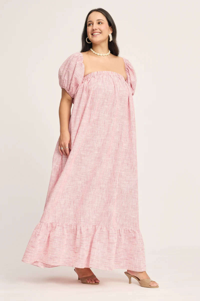 Odette|100% Cotton Striped Dress
